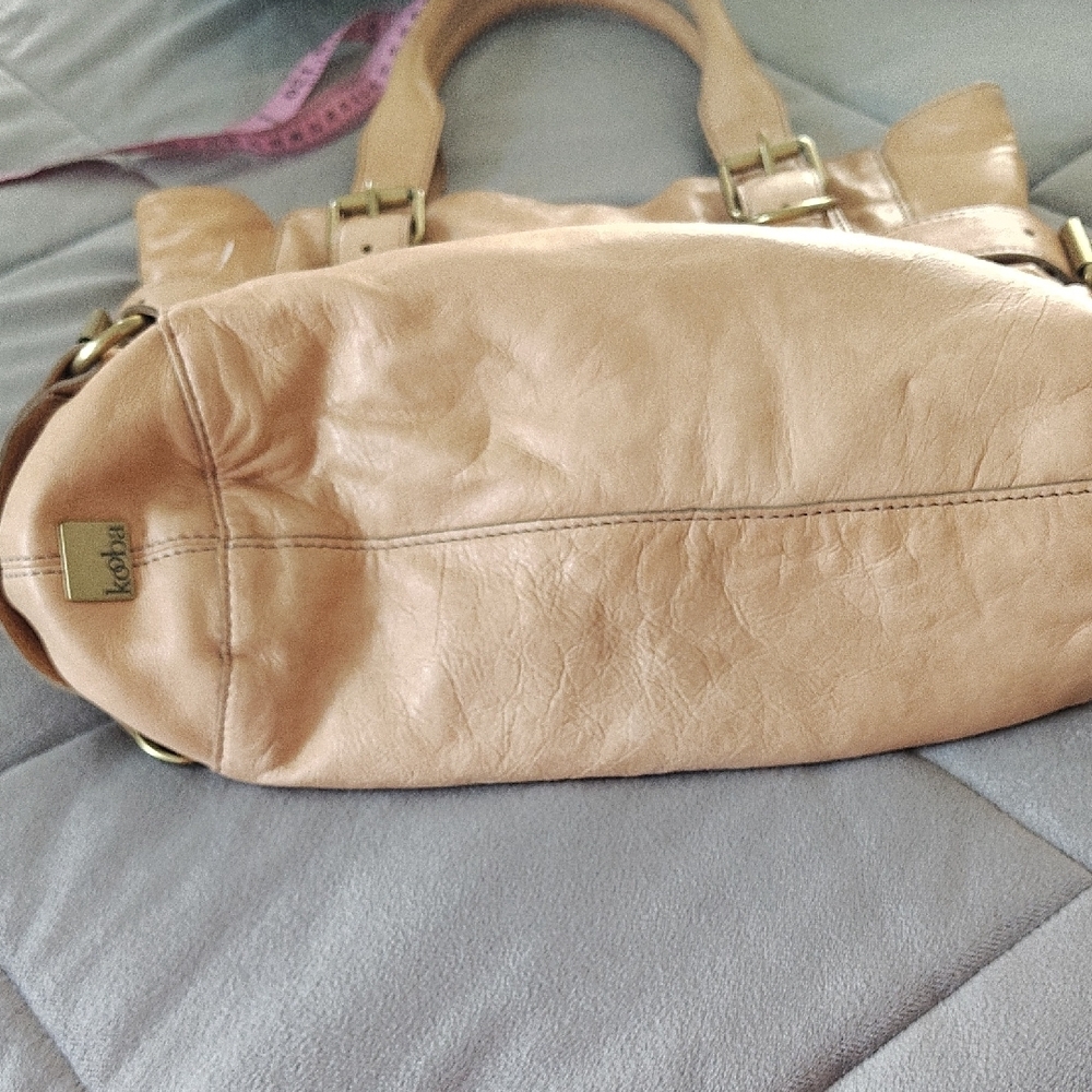 Kooba Natural Tan Elegant Leather Tote with Buckle Accents - Picture 13 of 14